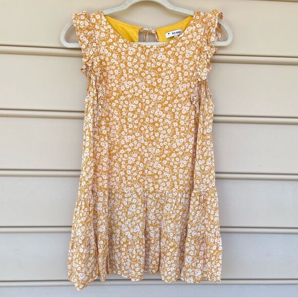 Ivy May Yellow Ruffled Top with White Floral Print Small - Picture 1 of 6